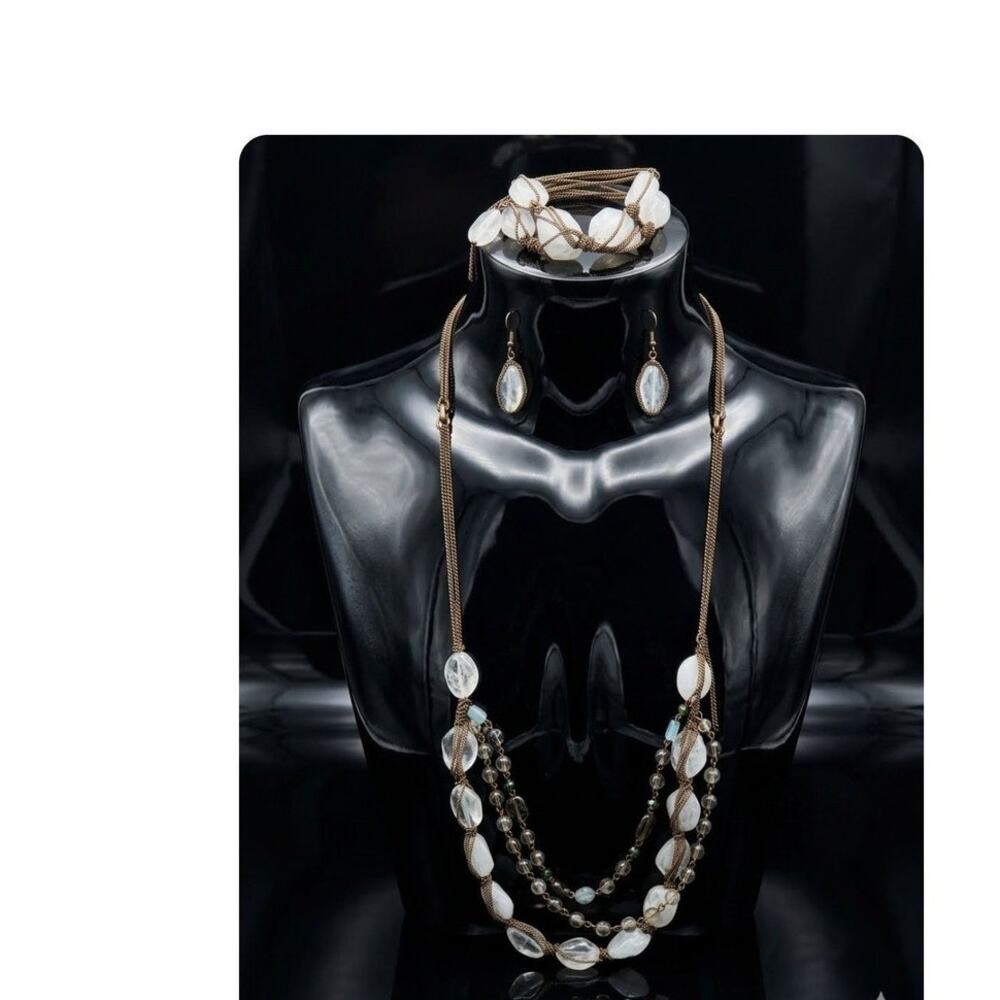 Talbots 3-Pc Vintage Jewelry Layered Moonstone Necklace, Bracelet & Earrings